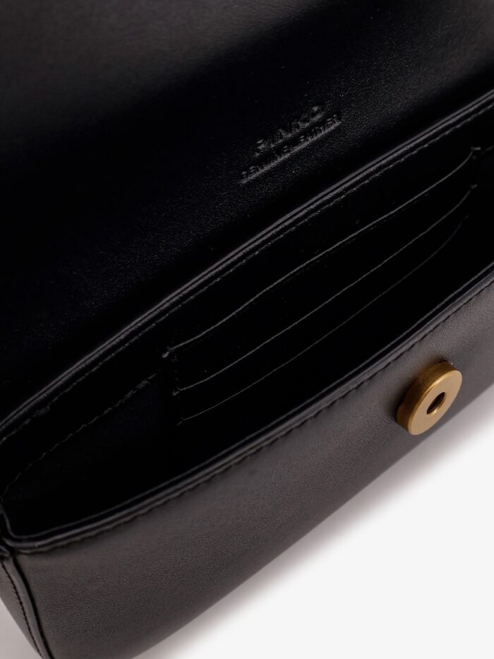 Pinko Saddle Flat Leather Crossbody Bag