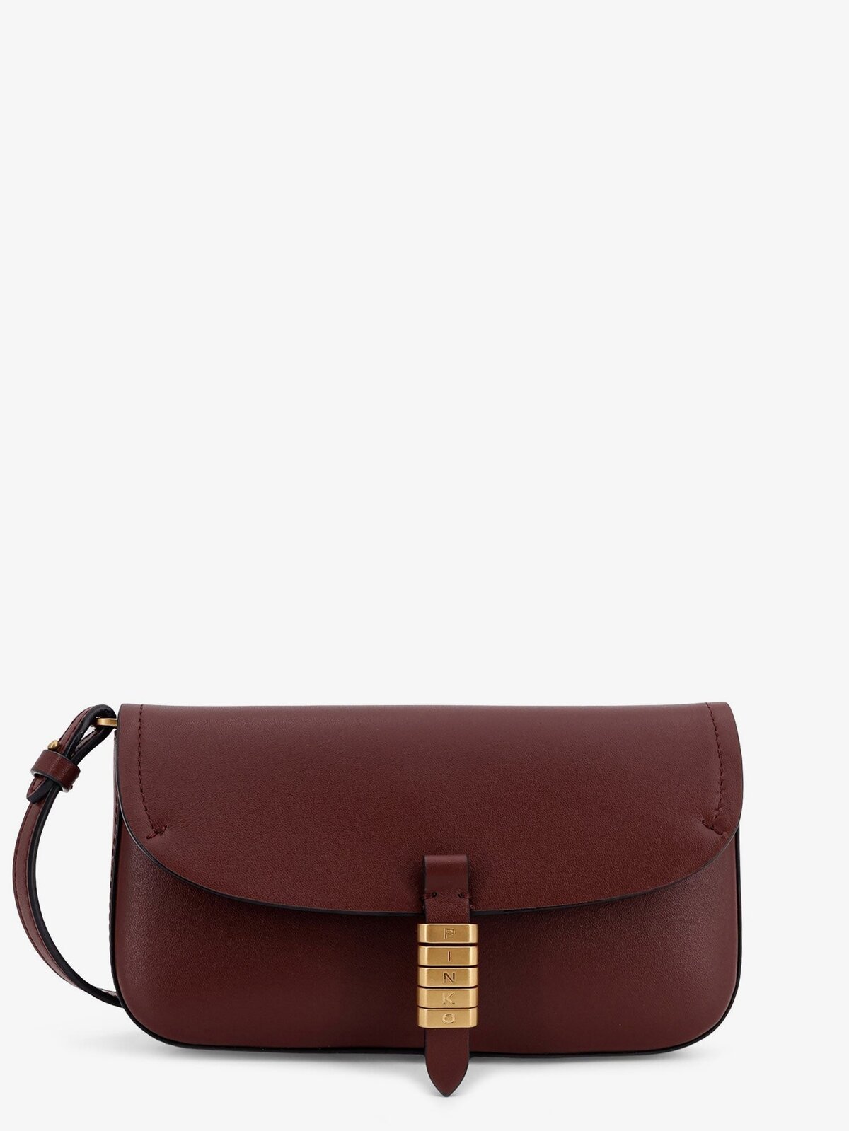 Pinko Saddle Flat Leather Crossbody Bag