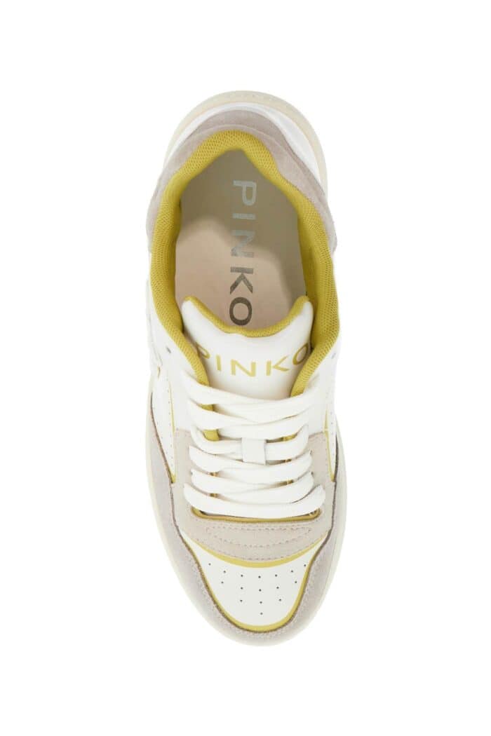 PINKO Sneakers Mandy 08 In White Leather With Lime Details For Women