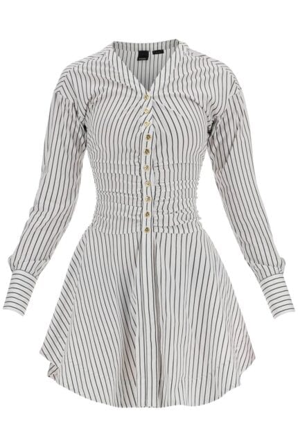 PINKO Striped Poplin Mini Dress With Nine