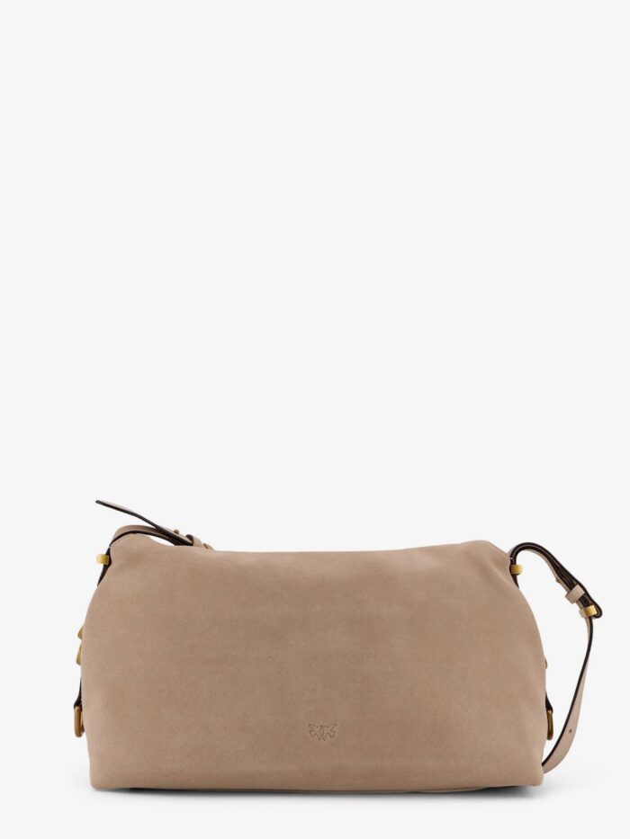 Pinko Suede Crossbody Bag With Metal Detail With Engraved Logo
