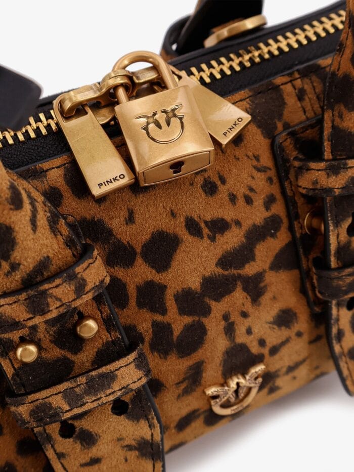 Pinko Suede Escape Bag With Animal Print