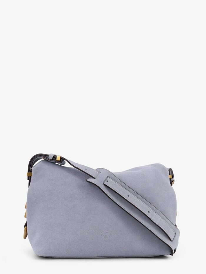Pinko Suede Shoulder Bag With Metal Logo Detail