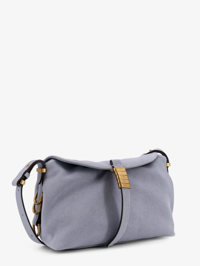 Pinko Suede Shoulder Bag With Metal Logo Detail