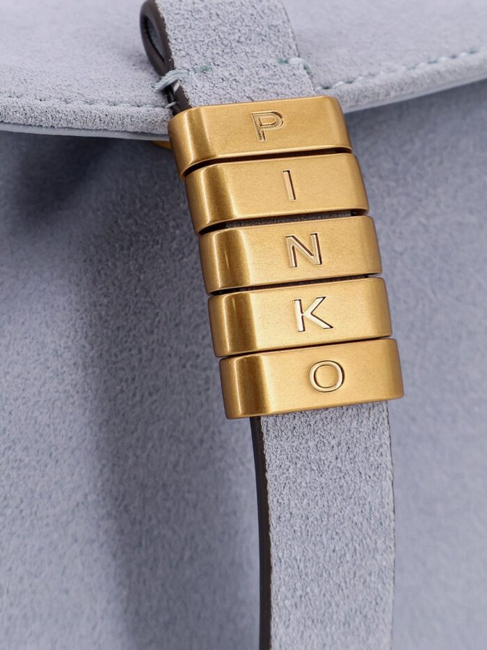 Pinko Suede Shoulder Bag With Metal Logo Detail