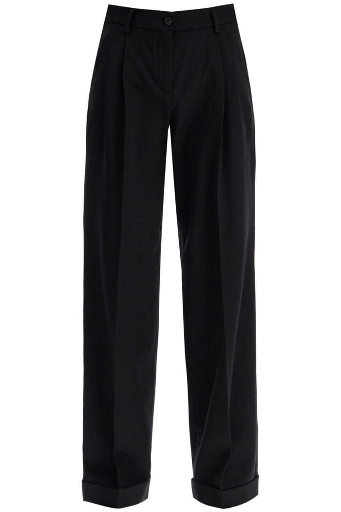 PINKO Twill Wide-leg Trousers In Pal