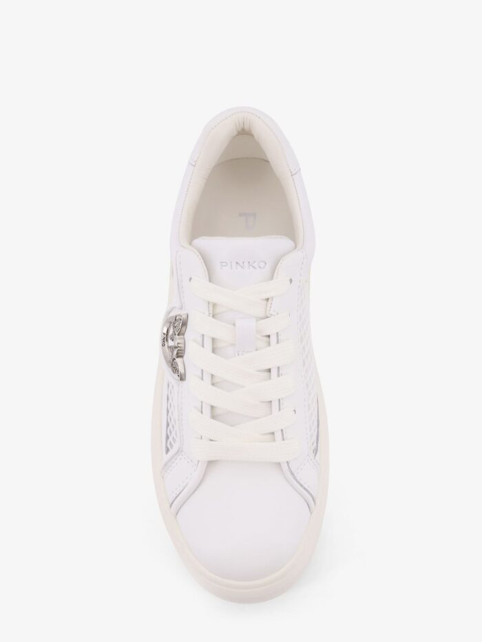 Pinko Yoko Leather Sneakers With Mesh Inserts