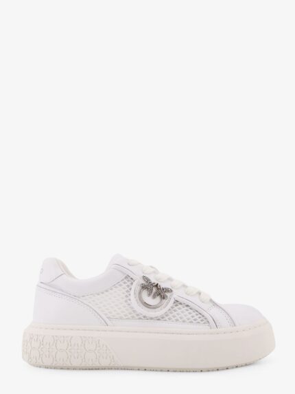 Pinko Yoko Leather Sneakers With Mesh Inserts