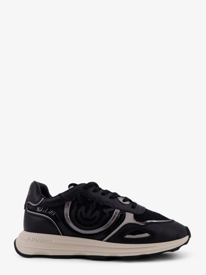 pinko zoe leather sneakers with mesh inserts Pinko Zoe Leather Sneakers With Mesh Inserts