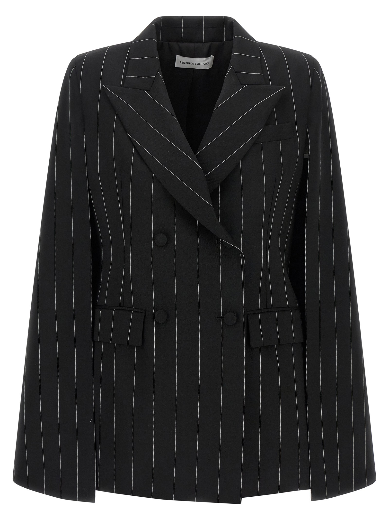 FEDERICA BONIFACI Pinstripe 'Tuxedo' Cape
