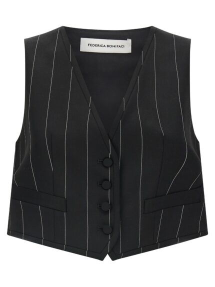 FEDERICA BONIFACI Pinstriped Crop Vest