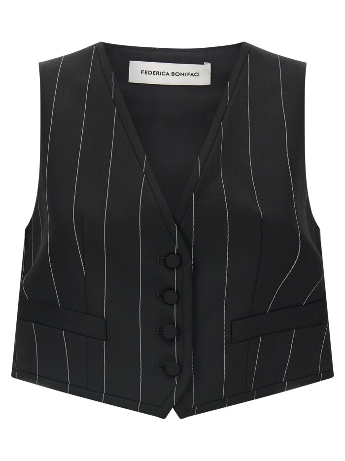 federica bonifaci pinstriped crop vest FEDERICA BONIFACI Pinstriped Crop Vest