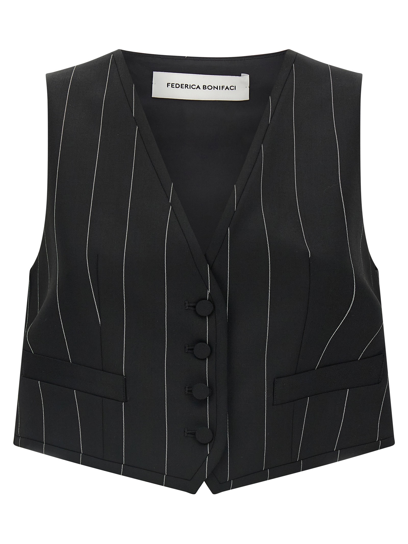 FEDERICA BONIFACI Pinstriped Crop Vest