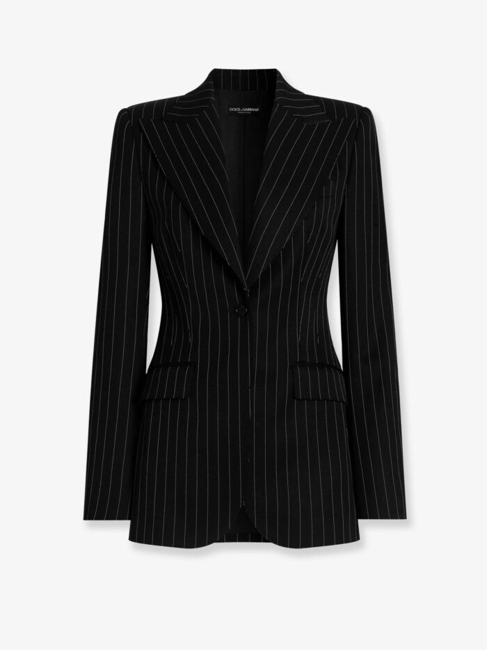 dolce & gabbana pinstriped stretch virgin wool blazer Dolce & Gabbana Pinstriped Stretch Virgin Wool Blazer
