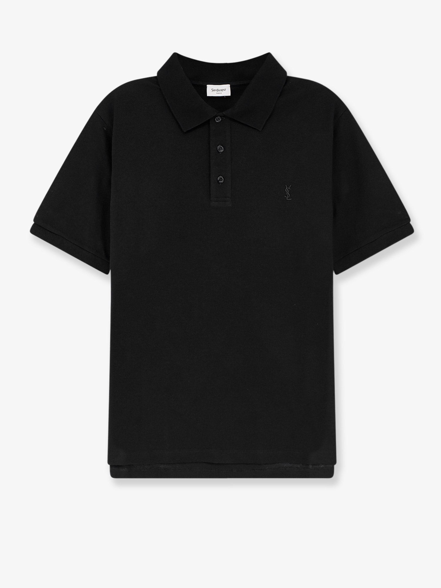 Saint Laurent Piqué Cotton Polo Shirt With Cassandre Embroidery