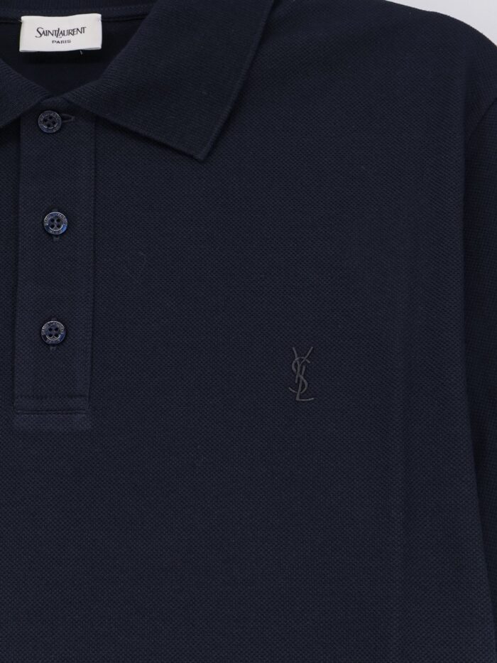 Saint Laurent Piqué Cotton Polo Shirt With Cassandre Embroidery