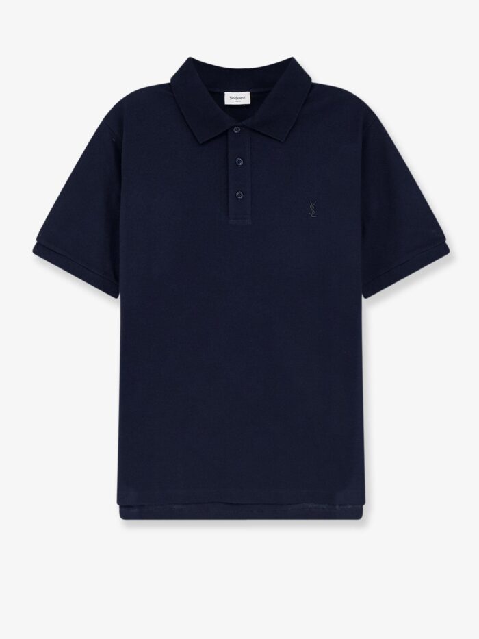 saint laurent piqué cotton polo shirt with cassandre embroidery Saint Laurent Piqué Cotton Polo Shirt With Cassandre Embroidery