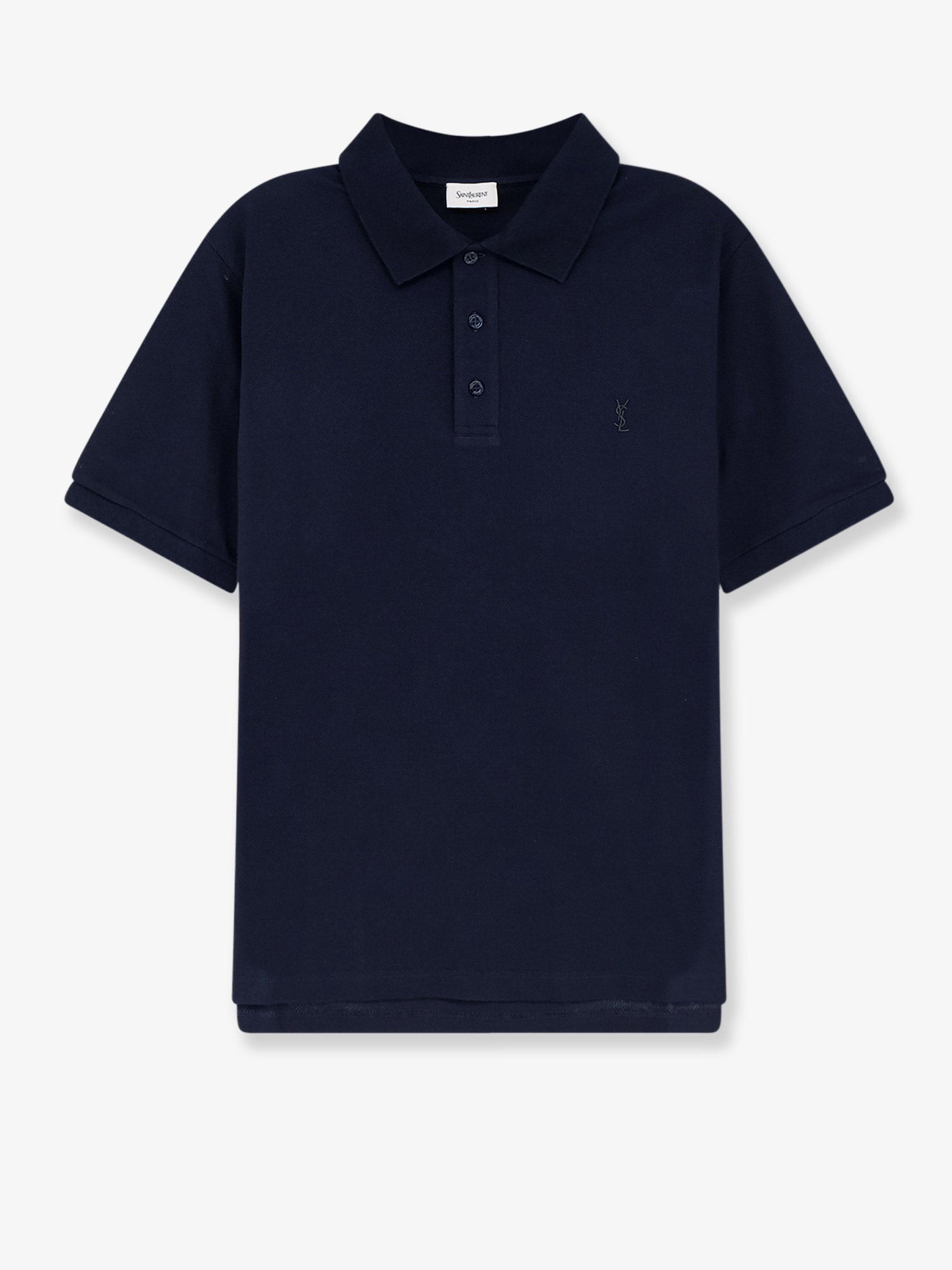 Saint Laurent Piqué Cotton Polo Shirt With Cassandre Embroidery