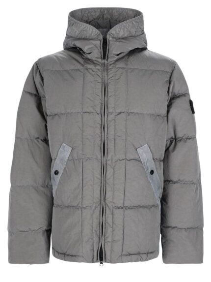 Stone Island Piumino Con Collo Alto E Patch Logo