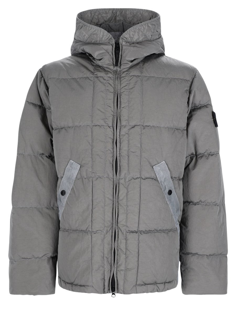Stone Island Piumino Con Collo Alto E Patch Logo