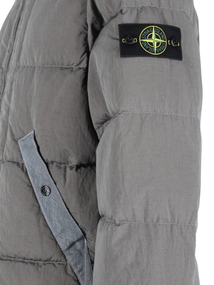 Stone Island Piumino Con Collo Alto E Patch Logo