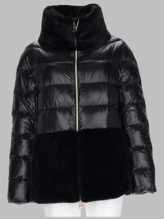 herno piumino trapuntato con inserti in eco pelliccia Herno PIUMINO TRAPUNTATO CON INSERTI IN ECO-PELLICCIA