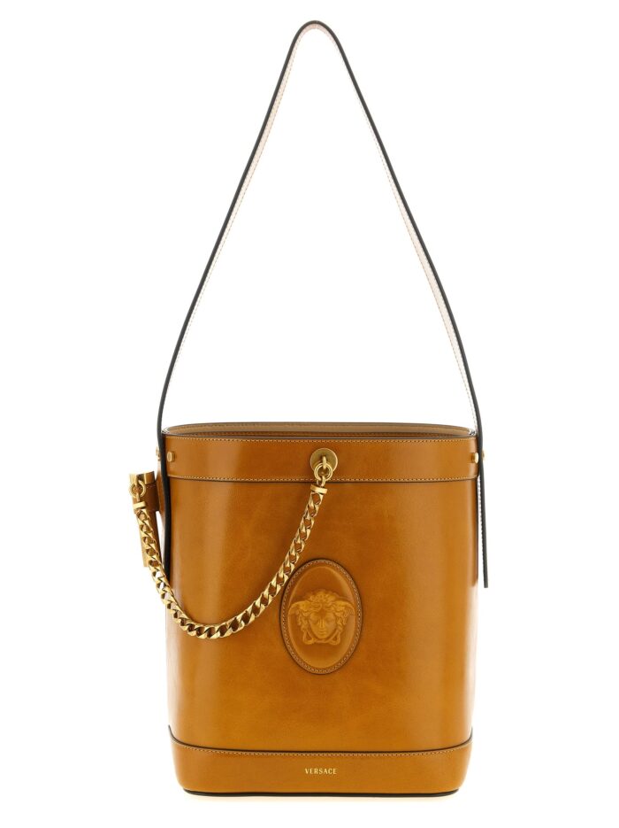 versace 'pivot' small bucket bag Versace 'Pivot' Small Bucket Bag