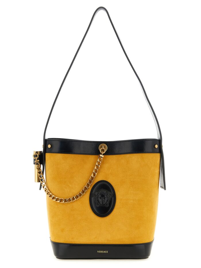 versace 'pivot' small bucket bag Versace 'Pivot' Small Bucket Bag