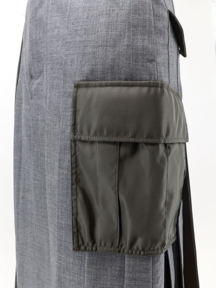 SACAI Pleated Wool Blend Skirt