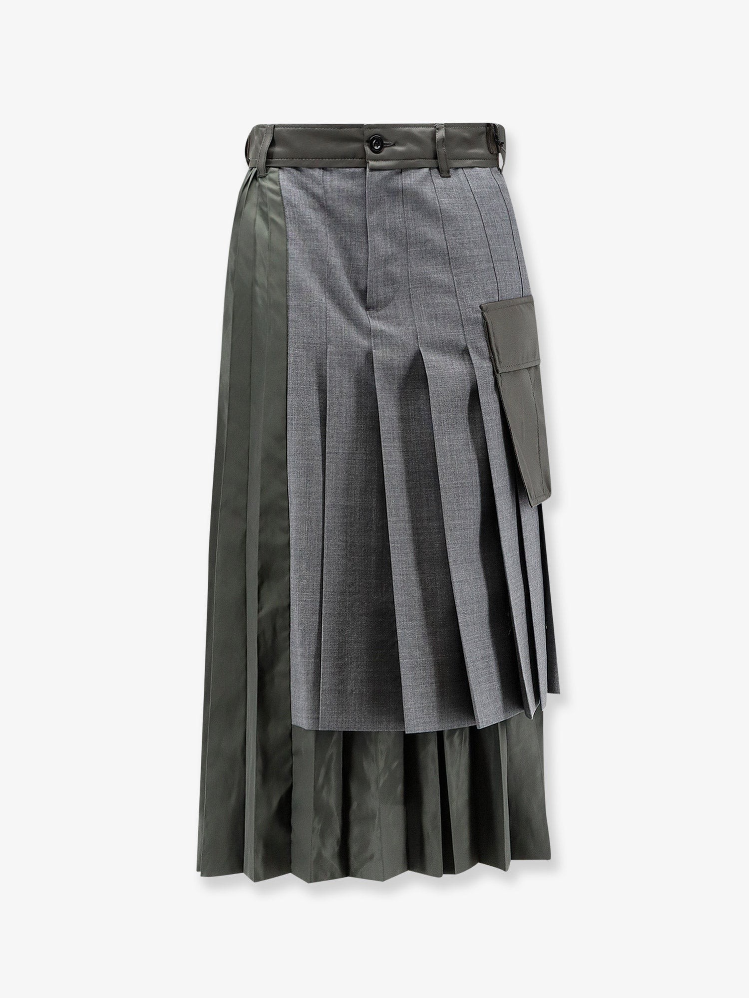 SACAI Pleated Wool Blend Skirt