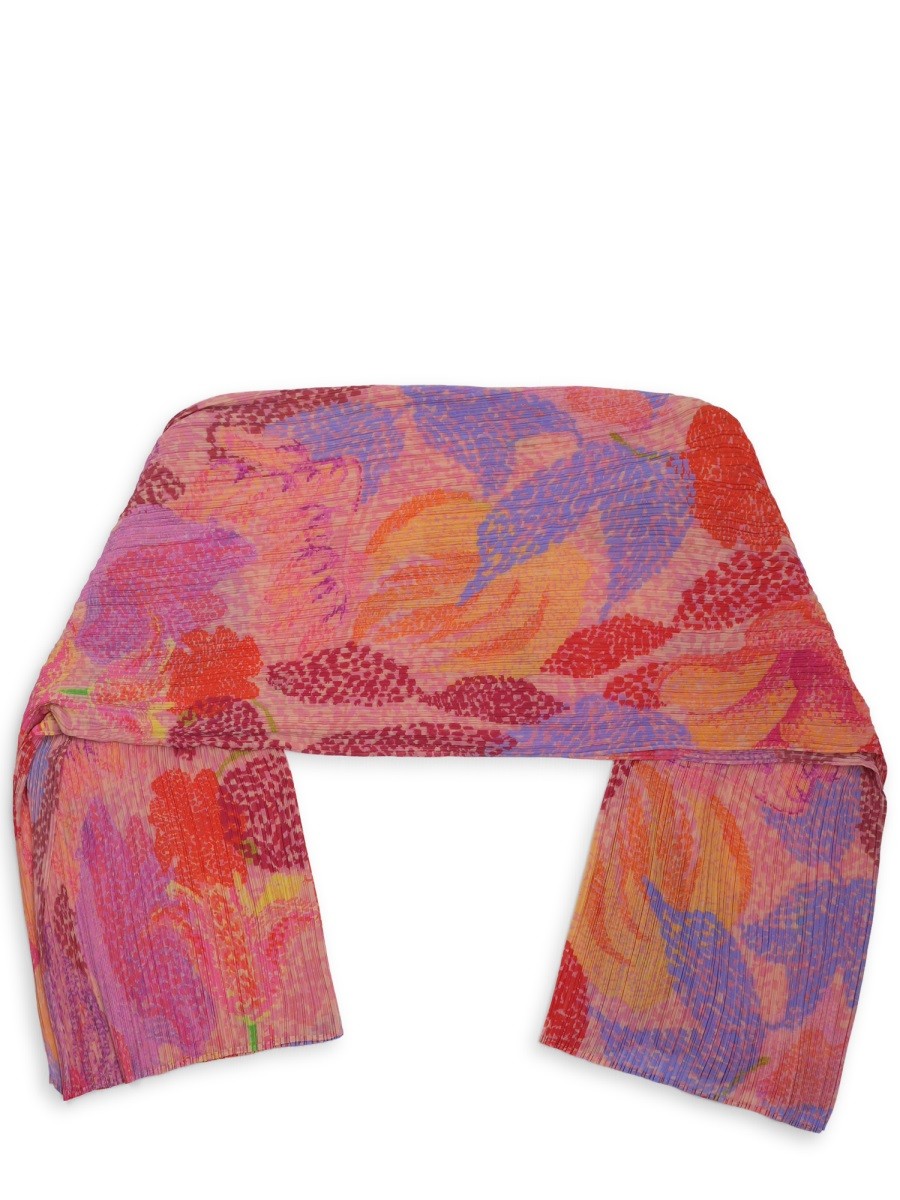 PLEATS PLEASE ISSEY MIYAKE PONCHO CON STAMPA FLOREALE