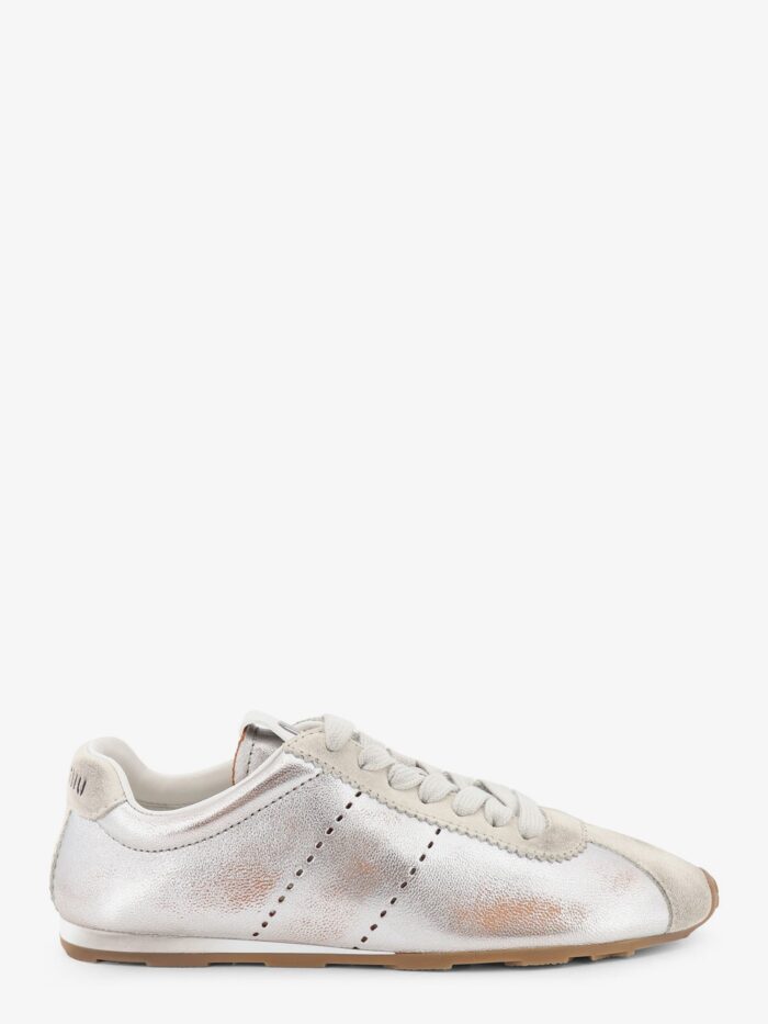 miu miu plume vintage silver leather sneakers Miu Miu Plume Vintage Silver Leather Sneakers