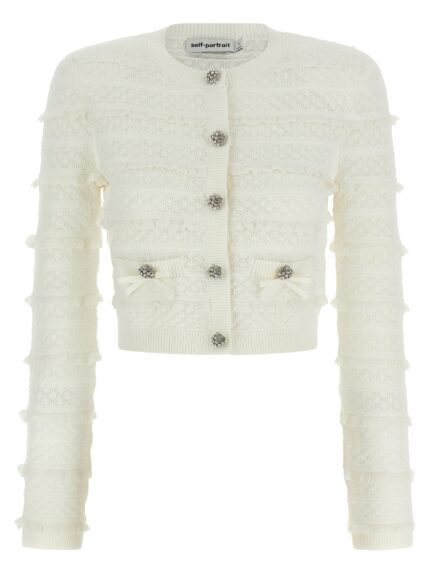 SELF PORTRAIT 'Pointelle Diamante' Cardigan