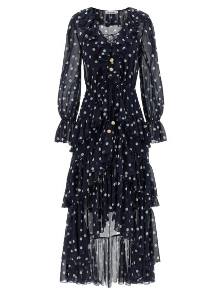 SELF PORTRAIT 'Polka Dot Georgette Ruffle Maxi' Dress
