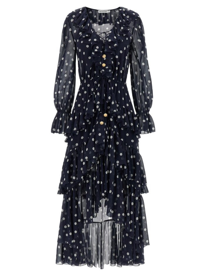 self portrait 'polka dot georgette ruffle maxi' dress SELF PORTRAIT 'Polka Dot Georgette Ruffle Maxi' Dress