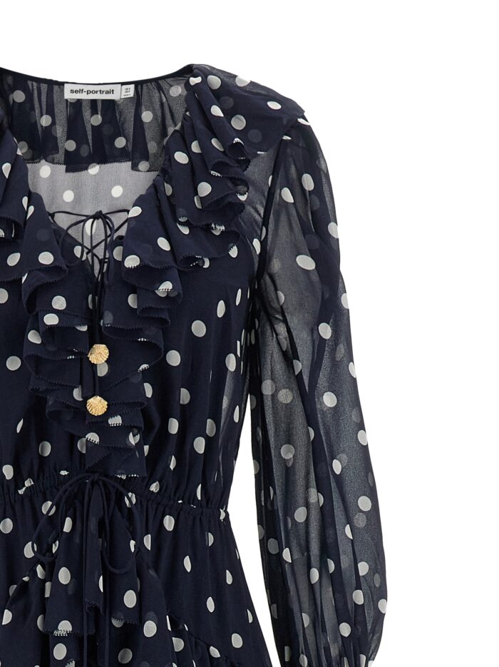 SELF PORTRAIT 'Polka Dot Georgette Ruffle Maxi' Dress