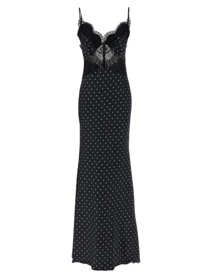 SELF PORTRAIT 'Polka Dot Satin Lace Maxi' Dress