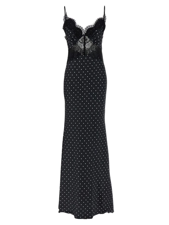 SELF PORTRAIT 'Polka Dot Satin Lace Maxi' Dress
