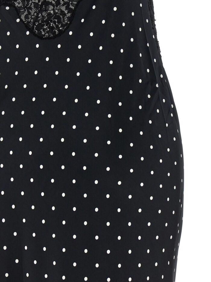 SELF PORTRAIT 'Polka Dot Satin Lace Maxi' Dress