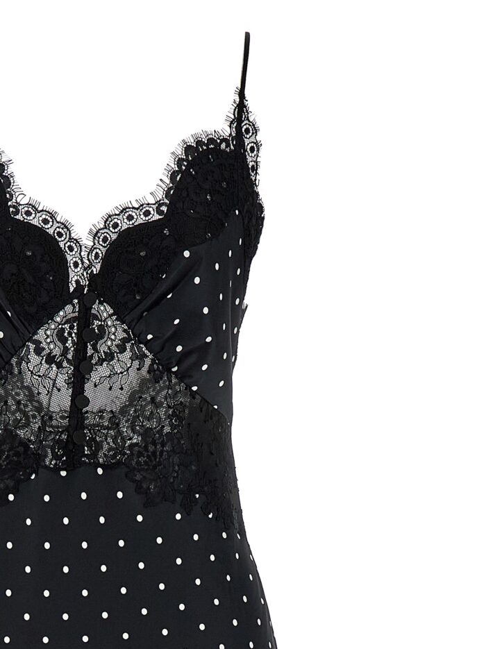 SELF PORTRAIT 'Polka Dot Satin Lace Maxi' Dress