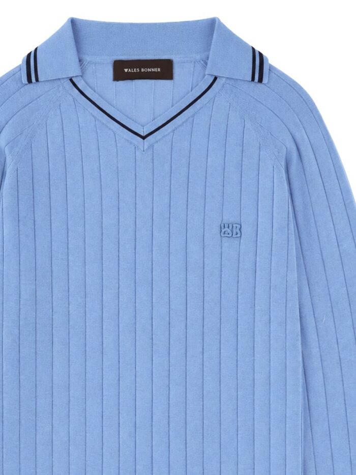 WALES BONNER Polo A Coste Con Scollo A V