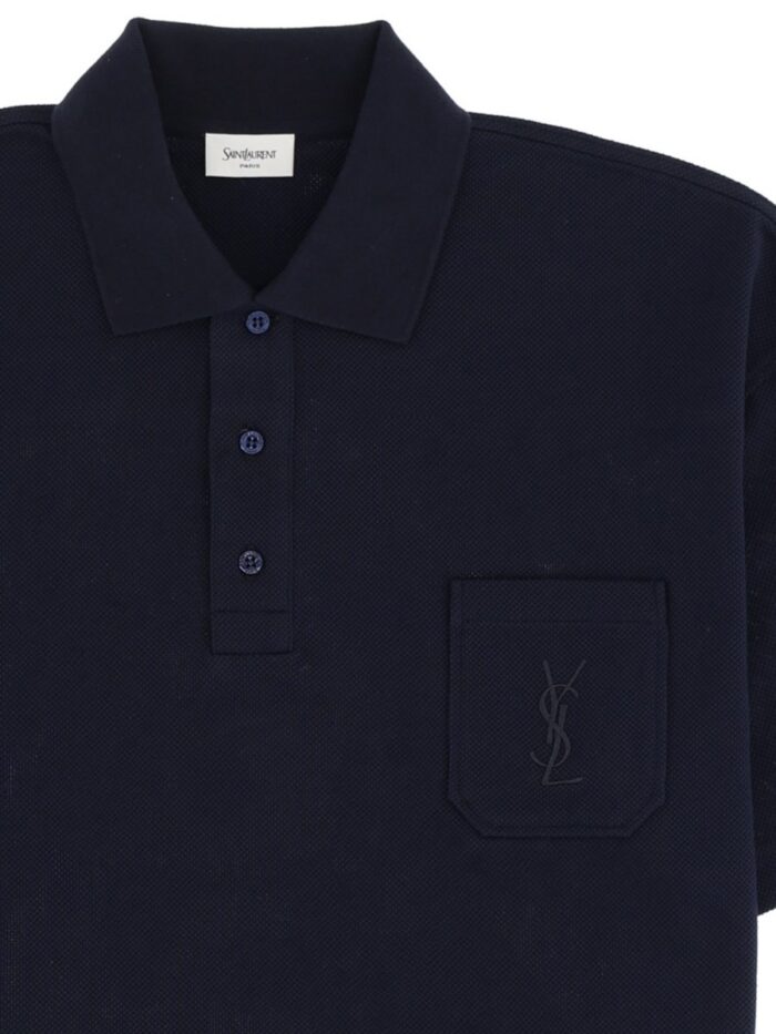Saint Laurent Polo Cassandre In Piqué Di Cotone