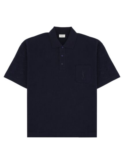 Saint Laurent Polo Cassandre In Piqué Di Cotone