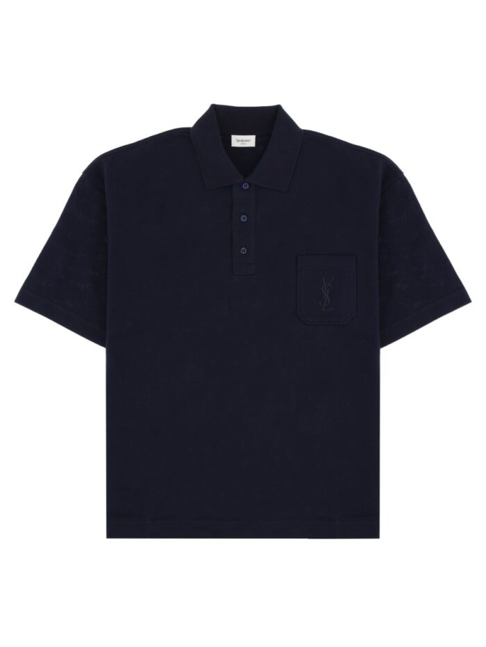 Saint Laurent Polo Cassandre In Piqué Di Cotone
