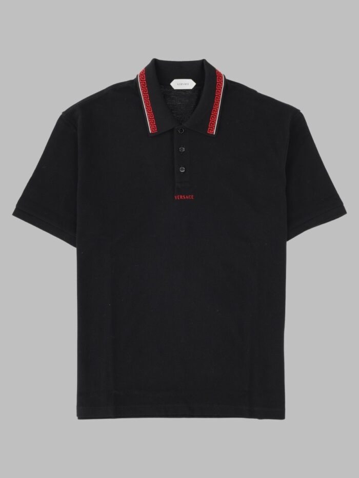 versace polo con logo e ricamo "greca" Versace Polo Con Logo E Ricamo "Greca"