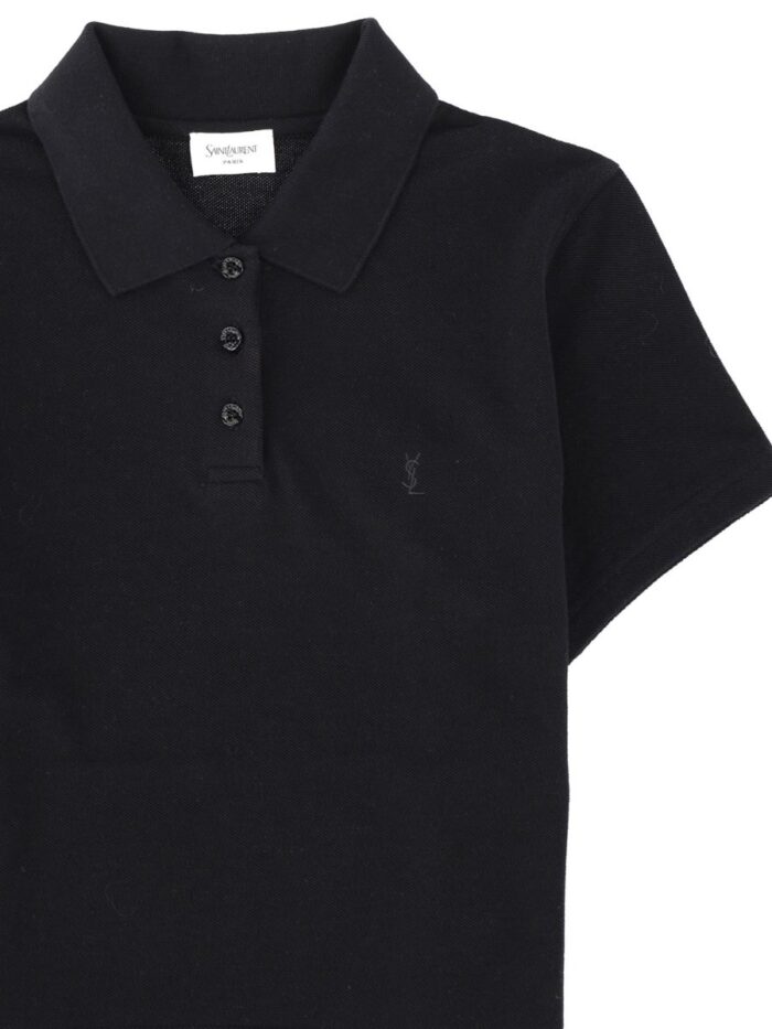 Saint Laurent Polo Corta Cassandre In Piqué Di Cotone