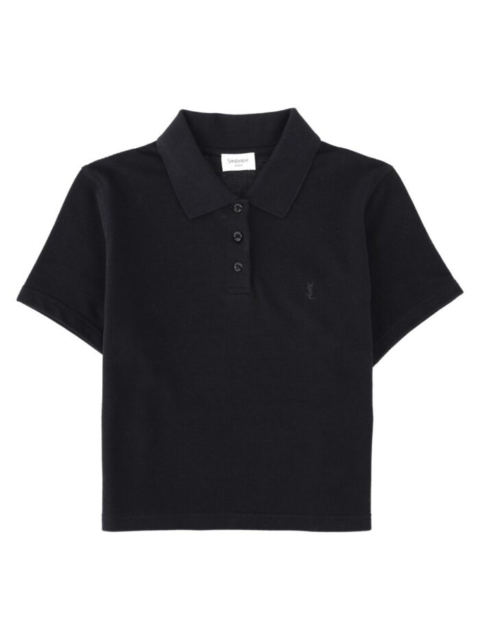 saint laurent polo corta cassandre in piqué di cotone Saint Laurent Polo Corta Cassandre In Piqué Di Cotone