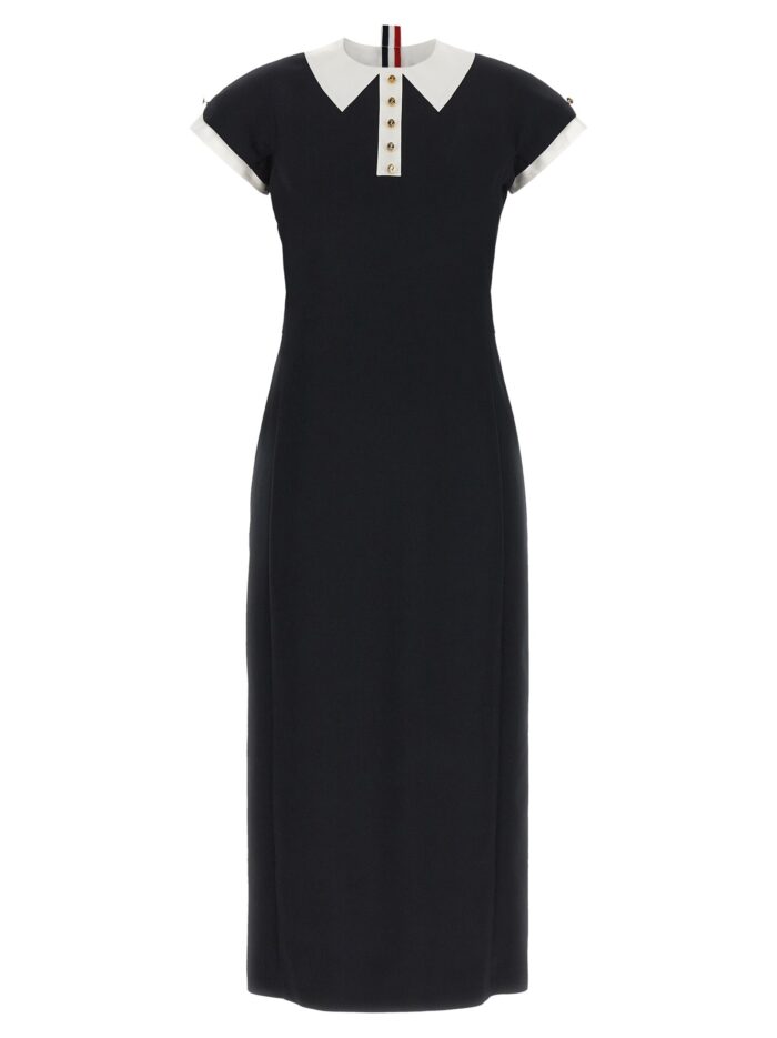 THOM BROWNE Polo Dress With Intarsia And RWB Detail