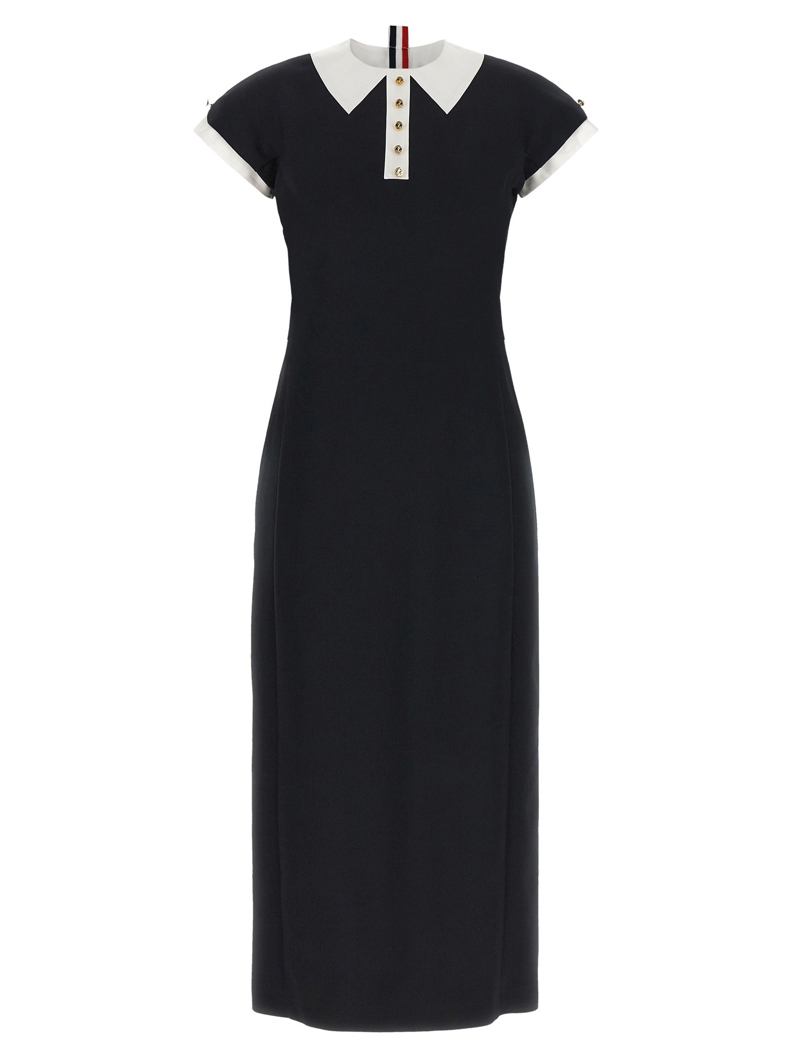 THOM BROWNE Polo Dress With Intarsia And RWB Detail