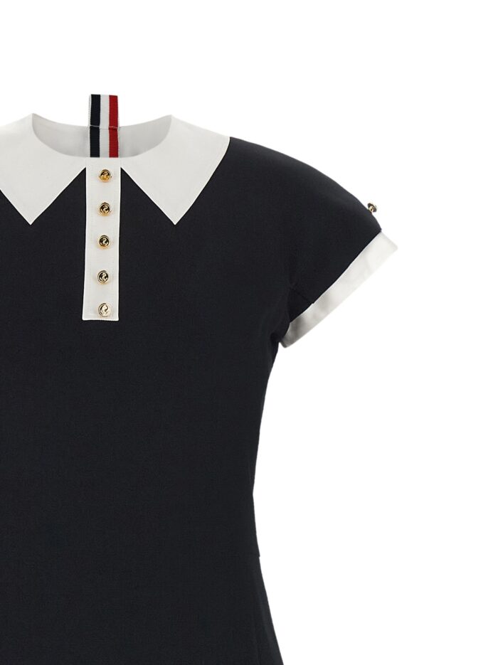 THOM BROWNE Polo Dress With Intarsia And RWB Detail
